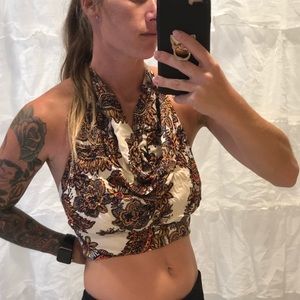 Fun free people boho crop halter sz large EUC